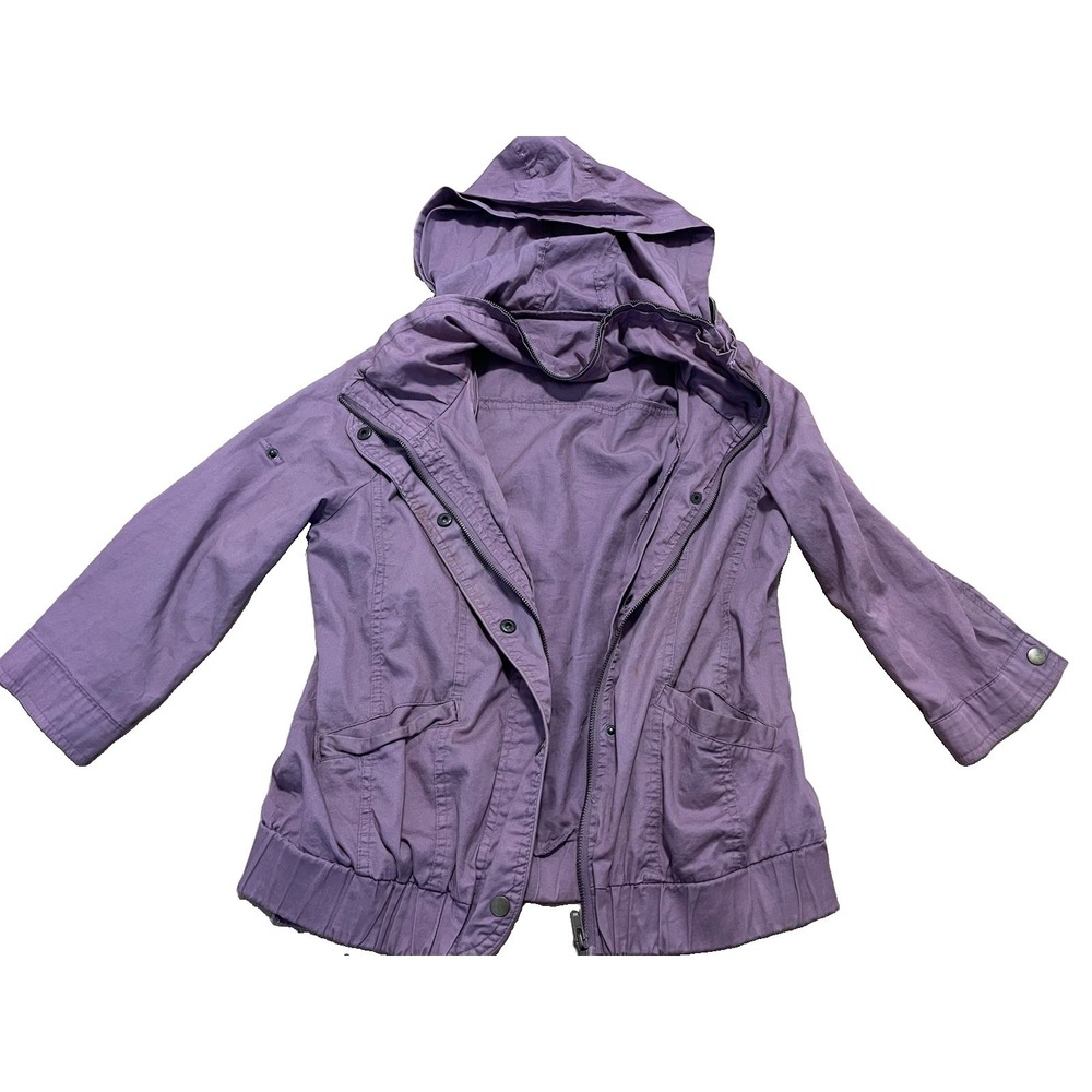 Forever 21 Lavender‎ Utility Jacket Hooded Asymmetric Zip Y2K Cotton Mauve Small